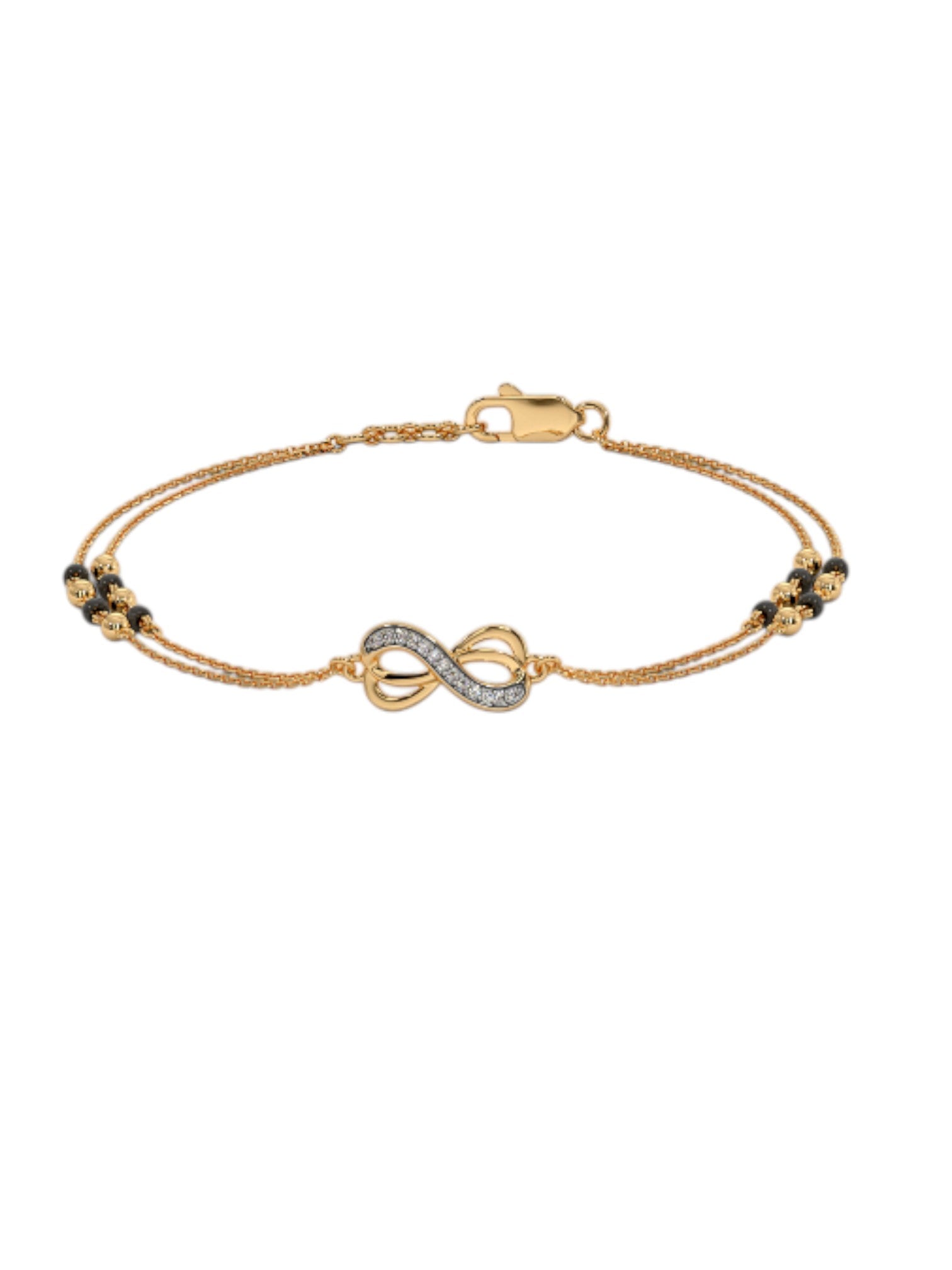 Infinity Mangalsutra Type Bracelet 925 Sterling Silver Elegant Gold Plated For Women By Kesardeep